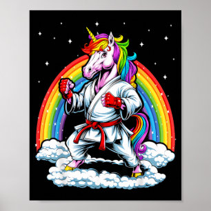Regenbogen Einhorn Karate Taekwondo Mma Judo Kinde Poster