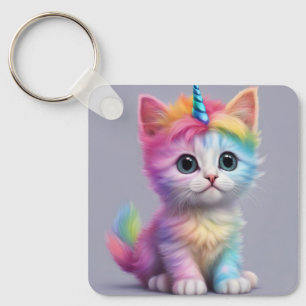 Regenbogen-Einhorn-Kätzchen Schlüsselanhänger