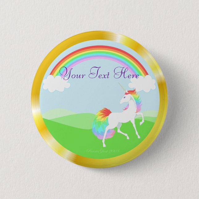 Regenbogen-Einhorn-Knopf Button (Vorderseite)