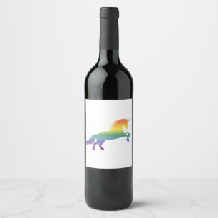 Regenbogen-Einhorn lgbt Weinetikett