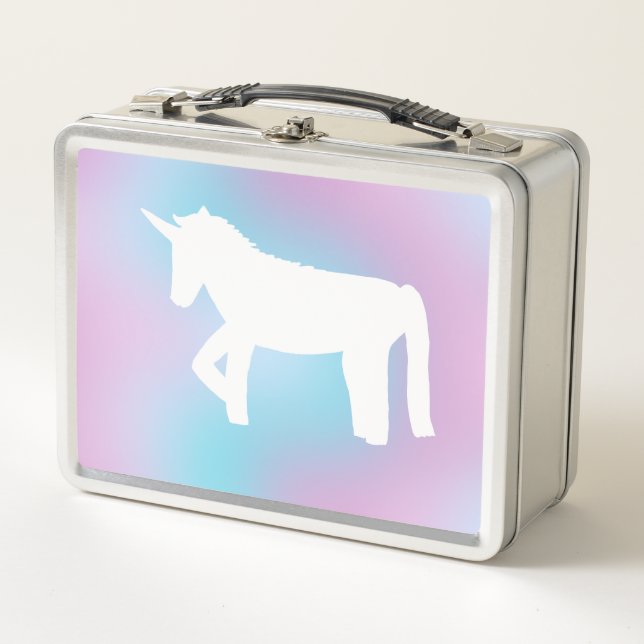 Regenbogen Einhorn Metall Brotdose (Vorderseite)