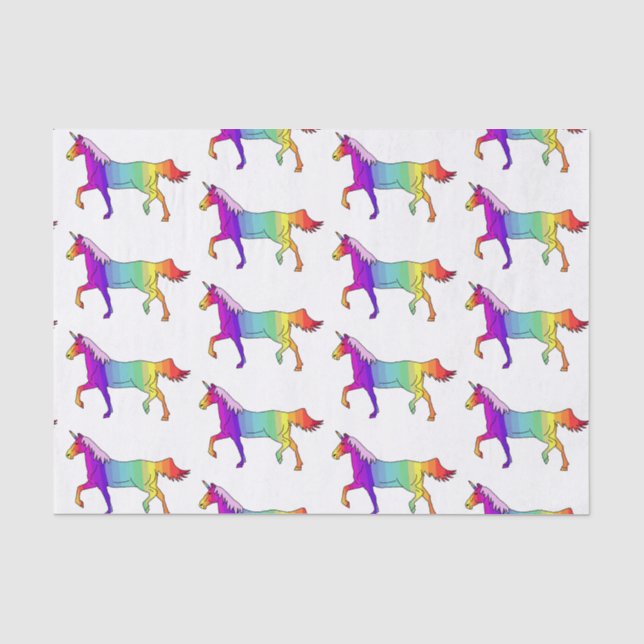 Regenbogen-Einhorn-Muster Seidenpapier (Vorderseite)