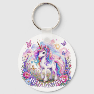 Regenbogen-Einhorn-Namensanhänger Magische Pastell Schlüsselanhänger