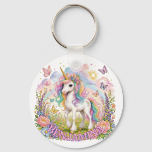 Regenbogen-Einhorn-Namensanhänger Magischer Rosa F Schlüsselanhänger