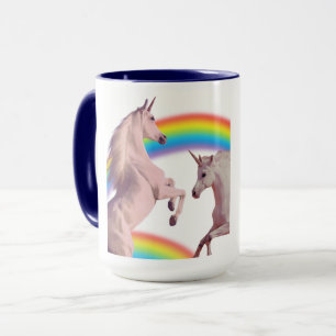 Regenbogen-Einhorn-Paar-Tasse Anpassbare Namen Tasse