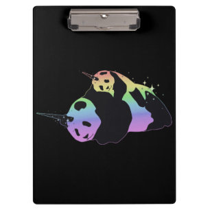 Regenbogen-Einhorn-Panda-magische Schein-Umarmung Klemmbrett