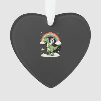 Regenbogen-Einhorn Reitet T-Rex - Dinosaurier Jung Ornament