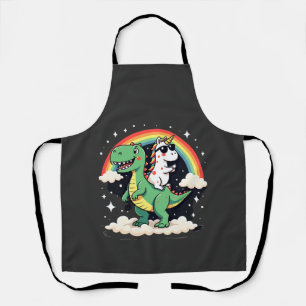 Regenbogen-Einhorn reitet T-Rex - Dinosaurier Jung Schürze