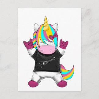 Regenbogen Einhorn Rocker Postkarte