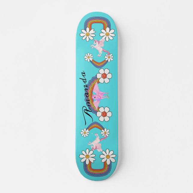 Regenbogen-Einhorn Skateboard (Vorne)