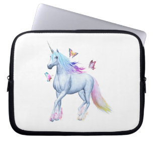 Regenbogen-Einhorn und -schmetterlinge Laptopschutzhülle