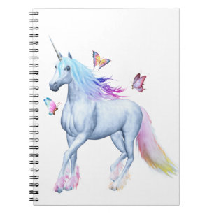 Regenbogen-Einhorn und -schmetterlinge Notizblock