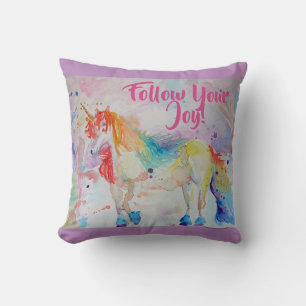 Regenbogen-Einhorn-Wasserfarben-Kissen Kissen