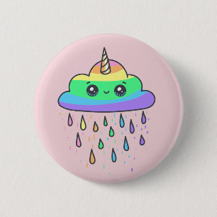 Regenbogen-Einhorn-Wolke Button