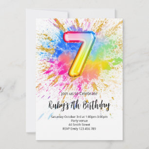 Regenbogen-Einladung zum 7. Geburtstag Einladung