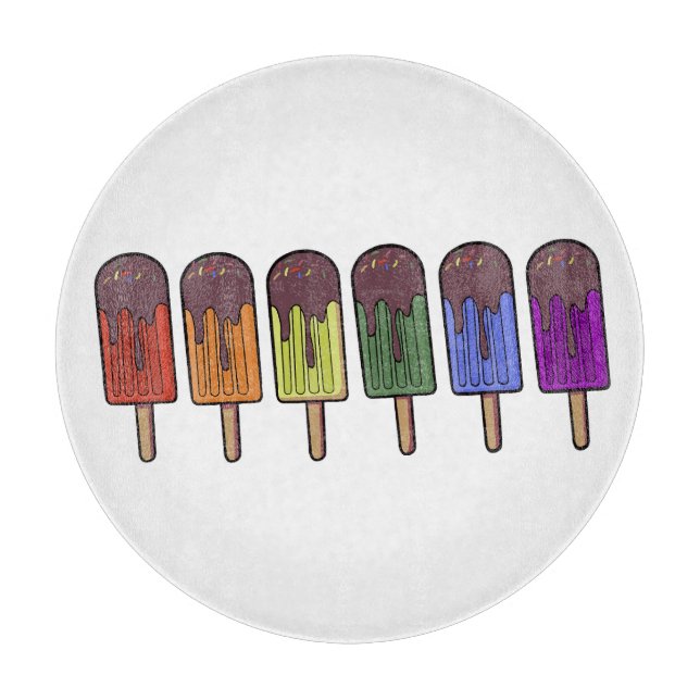 Regenbogen-Eis-am-Stiel-Parade Schneidebrett (Vorderseite)