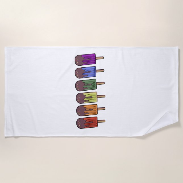 Regenbogen-Eis-am-Stiel-Parade Strandtuch (Vorderseite)