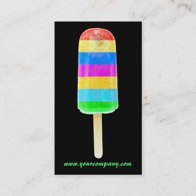 Regenbogen-Eis-Lutschbonbon-Visitenkarte-Schablone Visitenkarte (Vorderseite)