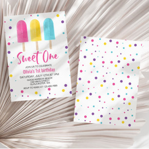 Regenbogen-Eis-Lutscher Sweet One Sommer 1. Geburt Einladung