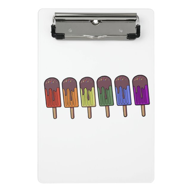 Regenbogen-Eispop-Parade Mini Klemmbrett (Vorderseite)