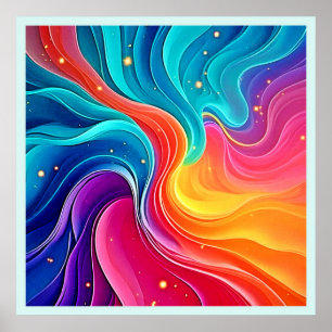 Regenbogen-Energie-Wirbel: Lebendige Flow-Kunst Poster