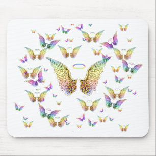 Regenbogen-Engels-Flügel und Halos Mousepad