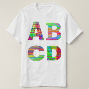 Regenbogen-Entwurf der Buchstabe-ABCD T-Shirt