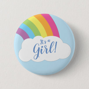 Regenbogen Es ist ein Girl Baby Duschknopf Button