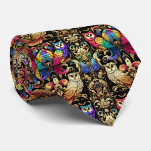 Regenbogen-Eule Art Deco Art Nouveau Krawatte