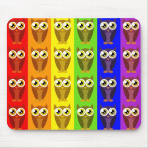 Regenbogen-Eulen Mousepad