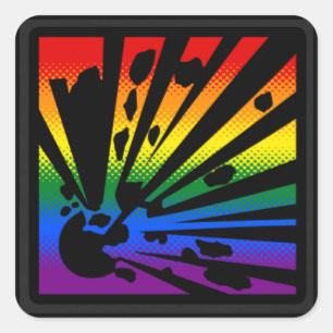 Regenbogen-Explosion Quadratischer Aufkleber