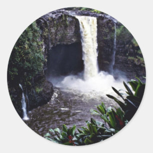 Regenbogen-Fälle - Hilo, Hawaii Runder Aufkleber