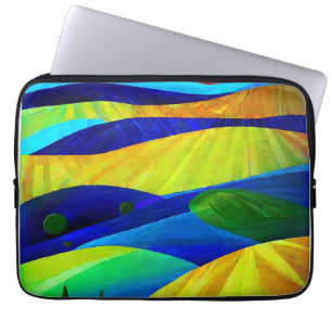 Regenbogen-Fantasie-Hügel-Landschaft Laptopschutzhülle