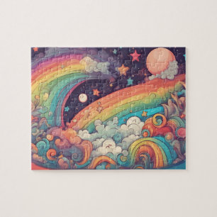 Regenbogen-Fantasiewelt Buntes Magisches Königreic