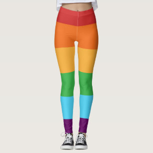 Regenbogen-Farben-Blockstreifen Mode Leggings