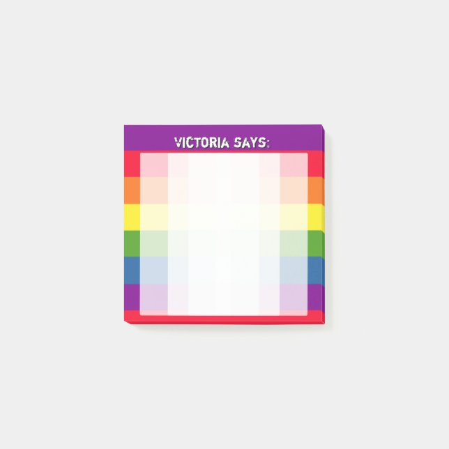 Regenbogen-Farben mit kundenspezifischem Text Post-it Klebezettel (Vorderseite)