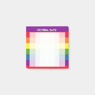 Regenbogen-Farben mit kundenspezifischem Text Post-it Klebezettel