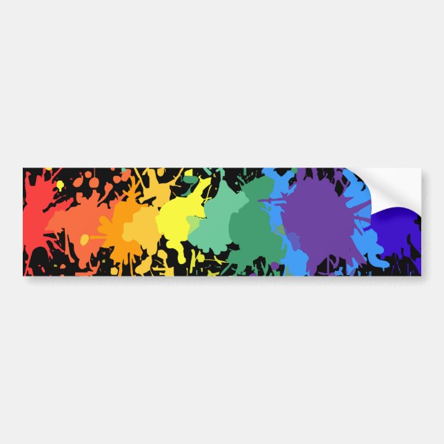 REGENBOGEN-FARBEN-SPRITZEN-TROPFEN-GAY AUTOAUFKLEBER (Vorne)