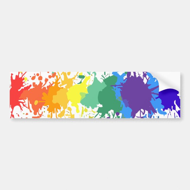 REGENBOGEN-FARBEN-SPRITZEN-TROPFEN-GAY AUTOAUFKLEBER (Vorne)