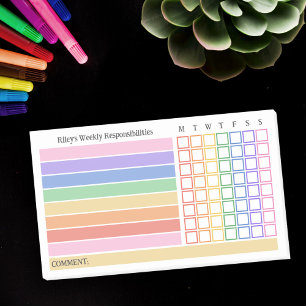Regenbogen-Farben-Wochenpflichten-Plan für Haushal Post-it Klebezettel