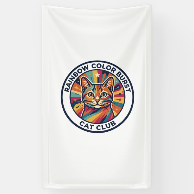 Regenbogen-Farbexplosion Katze Süße Kitty Design - Banner (Vertikal)