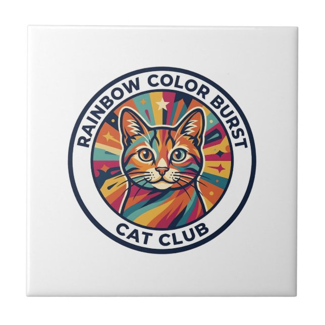 Regenbogen-Farbexplosion Katze Süße Kitty Design - Fliese (Vorderseite)