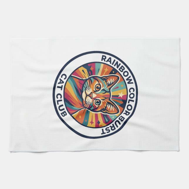 Regenbogen-Farbexplosion Katze Süße Kitty Design - Geschirrtuch (Horizontal)