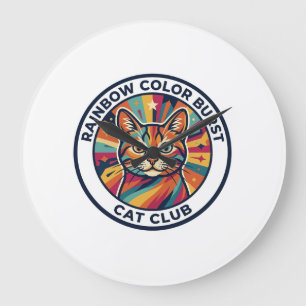 Regenbogen-Farbexplosion Katze Süße Kitty Design - Große Wanduhr
