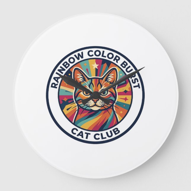 Regenbogen-Farbexplosion Katze Süße Kitty Design - Große Wanduhr (Vorderseite)