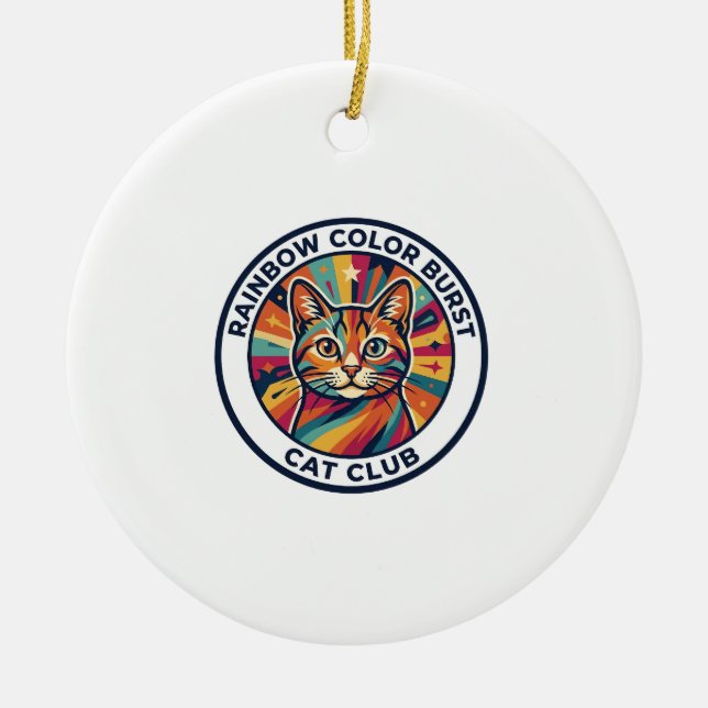 Regenbogen-Farbexplosion Katze Süße Kitty Design - Keramik Ornament (Vorne)