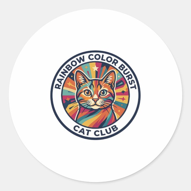 Regenbogen-Farbexplosion Katze Süße Kitty Design - Runder Aufkleber (Vorderseite)