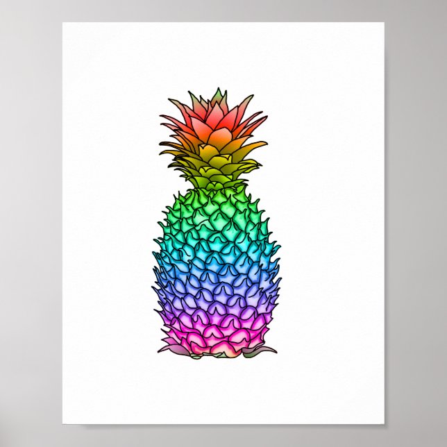 Regenbogen farbige Ananas Poster (Vorne)