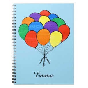 Regenbogen farbige Ballone mit Name-Notizbuch Notizblock