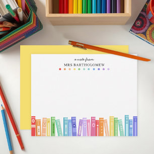 Regenbogen-Farbige Bücher Individuelle Schul-Lehre Mitteilungskarte